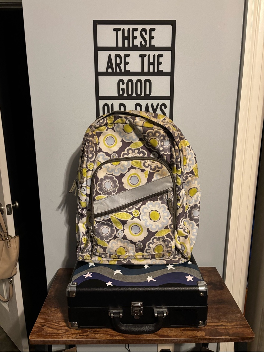 Floral Gray & Yellow Pattern Backpack
